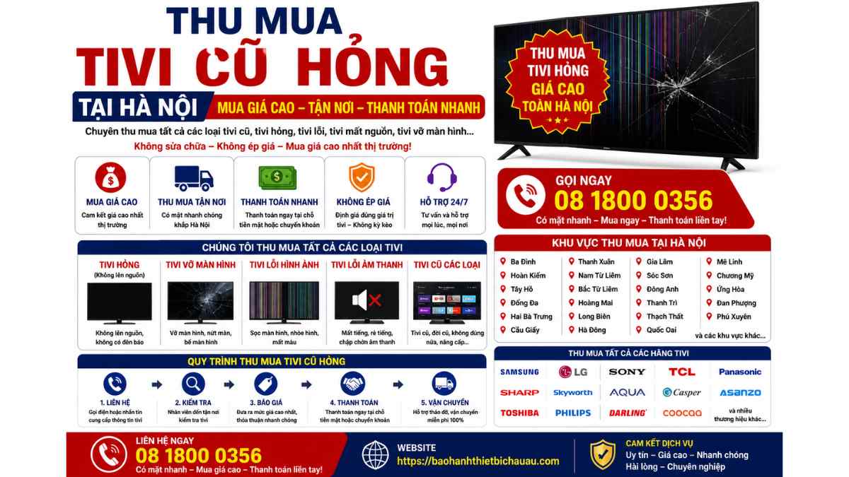 Thu Mua Tivi Cũ Hỏng Tại Hà Nội – Mua Giá Cao, Tận Nơi, Thanh Toán Nhanh